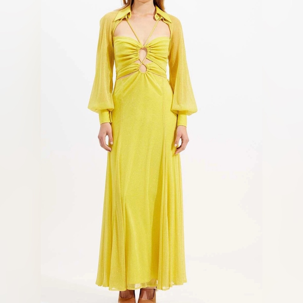 Alice McCall Mango Sunset Kiss Midi Dress in yellow size 10